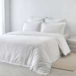 Linge de lit blanc brod colombine - taie d'oreiller forme sac : 50x70cm - blanc - colombine