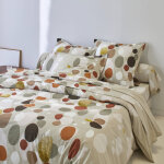 Linge de lit bulles en coton imprim� - drap plat 1 personneonne : 180x290cm - beige - colombine