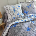Linge de lit clestine en coton imprim fleurs et papillons - drap - housse 1 personneonne : 90x190cm ...