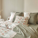 Linge de lit christine en coton imprim - drap plat 1 personneonne : 180x290cm - beige - colombine
