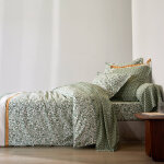 Linge de lit clarisse en coton imprim - housse de couette 1 personneonne : 140x200cm - vert - colombine ...