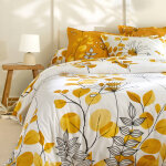 Linge de lit danae en coton imprim - drap - housse 1 personneonne : 90x190cm - jaune - colombine