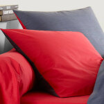 Linge de lit ecorce viscose coton - coloris gris / rouge - blancheporte