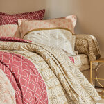 Linge de lit eddy en coton  motifs graphiques - taie d'oreiller volant plat : 65x65cm - beige - colombine ...
