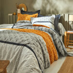 Linge de lit eddy en coton  motifs graphiques - drap - housse 2 personnesonnes : 140x190cm - marron ...