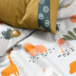 Linge de lit enfant imprim zoo - coton - taie d'oreiller forme sac : 63x63cm - gris - colombine des ...