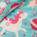 Linge de lit enfant  motif licorne en coton biologique( * * ) - drap - housse 1 personneonne : 90x190cm ...