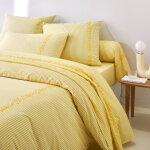 Linge de lit faustine en coton imprim� - drap - housse 1 personneonne : 90x190cm - jaune - colombine