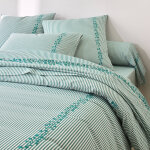 Linge de lit faustine en coton imprim� - housse de couette 1 personneonne : 140x200cm - vert - colombine ...