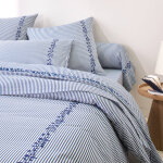 Linge de lit faustine en coton imprim� - drap plat 1 personneonne : 180x290cm - bleu - colombine