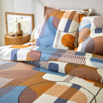 Linge de lit geo en coton imprim gomtrique - taie de traversin 85x185cm - cru - colombine