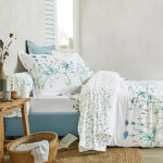 Linge de lit julie en coton imprim� herbier - drap - housse 2 personnesonnes : 140x190cm - blanc - colombine ...