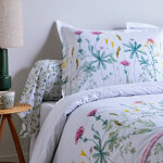 Linge de lit julie en coton imprim herbier - drap - housse 1 personneonne : 90x190cm - blanc - colombine ...