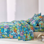 Linge de lit laureline coton - drap - housse 2 personnesonnes : 140x190cm - bleu - colombine