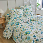 Linge de lit lola imprim fleuri - en coton - drap - housse 1 personneonne : 90x190cm - bleu - colombine ...