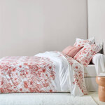 Linge de lit lydia en coton imprim� - drap - housse 1 personneonne : 90x190cm - rose - colombine
