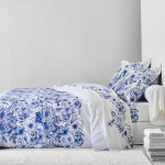 Linge de lit lydia en coton imprim� - drap plat 1 personneonne : 180x290cm - bleu - colombine