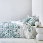 Linge de lit lydia en coton imprim� - drap plat 1 personneonne : 180x290cm - vert - colombine