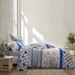 Linge de lit marlow coton, imprim gomtrique - taie d'oreiller volant plat : 50x70cm - gris - colombine ...