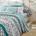 Linge de lit marlow coton, imprim� g�om�trique - housse de couette 2 personnesonnes : 200x200cm - gris ...