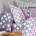 Linge de lit marlow en coton motifs gomtriques - drap - housse 1 personneonne : 90x190cm - gris - colombine ...