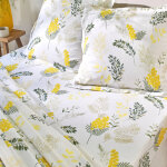 Linge de lit mimosa en coton imprim fleurs - drap - housse 1 personneonne : 90x190cm - jaune - colombine ...