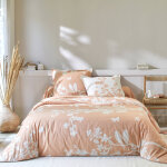 Linge de lit nina coton - taie d'oreiller volant plat : 65x65cm - orange - colombine