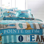 Linge de lit ocan coton - drap plat 1 personneonne : 180x290cm - bleu - colombine