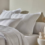 Linge de lit satin rayé - drap plat 1 personneonne : 180x290cm - blanc - colombine Linge de lit satin rayé - drap plat 1 personneonne : 180x290cm - blanc - colombine