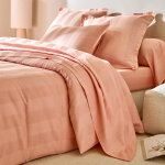 Linge de lit satin ray - taie d'oreiller volant plat : 63x63cm - rose - colombine