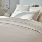 Linge de lit satin uni - drap - housse 1 personneonne : 90x190cm - beige - colombine