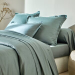 Linge de lit satin uni - drap - housse 1 personneonne : 90x190cm - vert - colombine