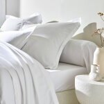Linge de lit satin uni - drap - housse 1 personneonne : 90x190cm - blanc - colombine