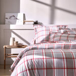 Linge de lit scott flanelle tiss teint - taie d'oreiller volant plat : 50x70cm - beige - colombine