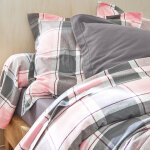 Linge de lit scott flanelle tiss teint - drap - housse 1 personneonne : 90x190cm - rose - colombine