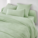 Linge de lit uni en bambou et en lin * * - drap - housse 1 personneonne : 90x190cm - vert - colombine ...