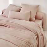 Linge de lit uni en bambou et en lin * * - drap - housse 1 personneonne : 90x190cm - rose - colombine ...