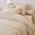 Linge de lit uni en bambou et en lin * * - drap - housse 1 personneonne : 90x190cm - �cru - colombine ...