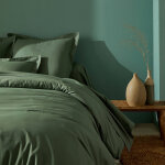 Linge de lit uni coton - taie d'oreiller forme sac : 63x63cm - vert - colombine