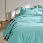 Linge de lit uni coton - housse de couette 1 personneonne : 140x200cm - turquoise - colombine