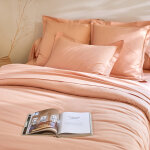 Linge de lit uni coton - taie d'oreiller volant plat : 50x70cm - orange - colombine
