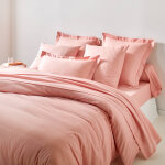 Linge de lit uni coton - drap - housse 1 personneonne : 90x200cm - rose - colombine