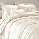 Linge de lit uni coton - taie d'oreiller volant plat : 63x63cm - cru - colombine