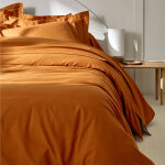 Linge de lit uni coton - drap - housse 1 personneonne : 80x190cm - marron - colombine