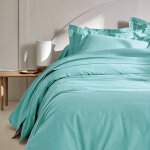 Linge de lit uni coton - housse de couette 1 personneonne : 140x200cm - turquoise - colombine
