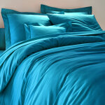 Linge de lit uni coton - taie de traversin 86x190cm - bleu - colombine