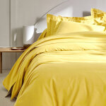 Linge de lit uni coton - taie de traversin 86x190cm - jaune - colombine Linge de lit uni coton - taie de traversin 86x190cm - jaune - colombine