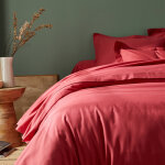 Linge de lit uni coton - drap - housse 1 personneonne : 80x190cm - rose - colombine