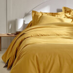 Linge de lit uni coton - drap - housse 1 personneonne : 90x190cm - jaune - colombine