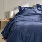 Linge de lit uni coton - housse de couette 2 personnesonnes : 240x220cm - bleu - colombine Linge de lit uni coton - housse de couette 2 personnesonnes : 240x220cm - bleu - colombine